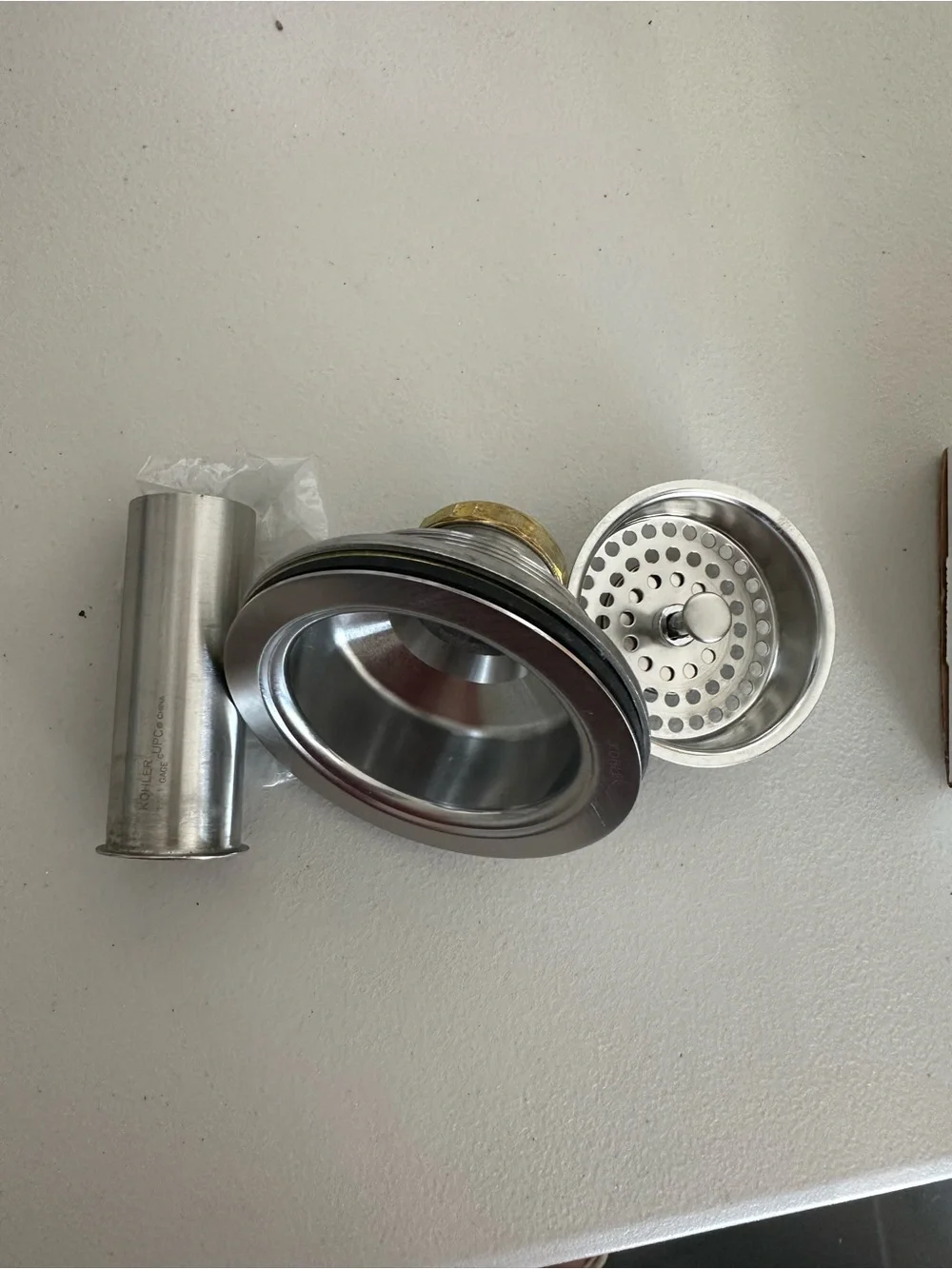 NWT Kohler Stainless Steel Kitchen Sink Strainer and Basket Stopper - Silver